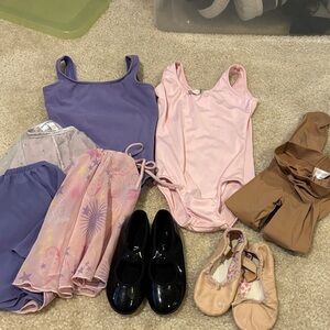 Girls Dancewear Set with Leotards, tight Shoes size 4